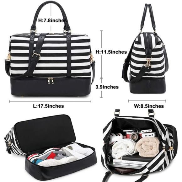 Womens Travel Weekender Bag Canvas Carry on Overnight Tote Luggage Duffel Bags - Picture 4 of 7